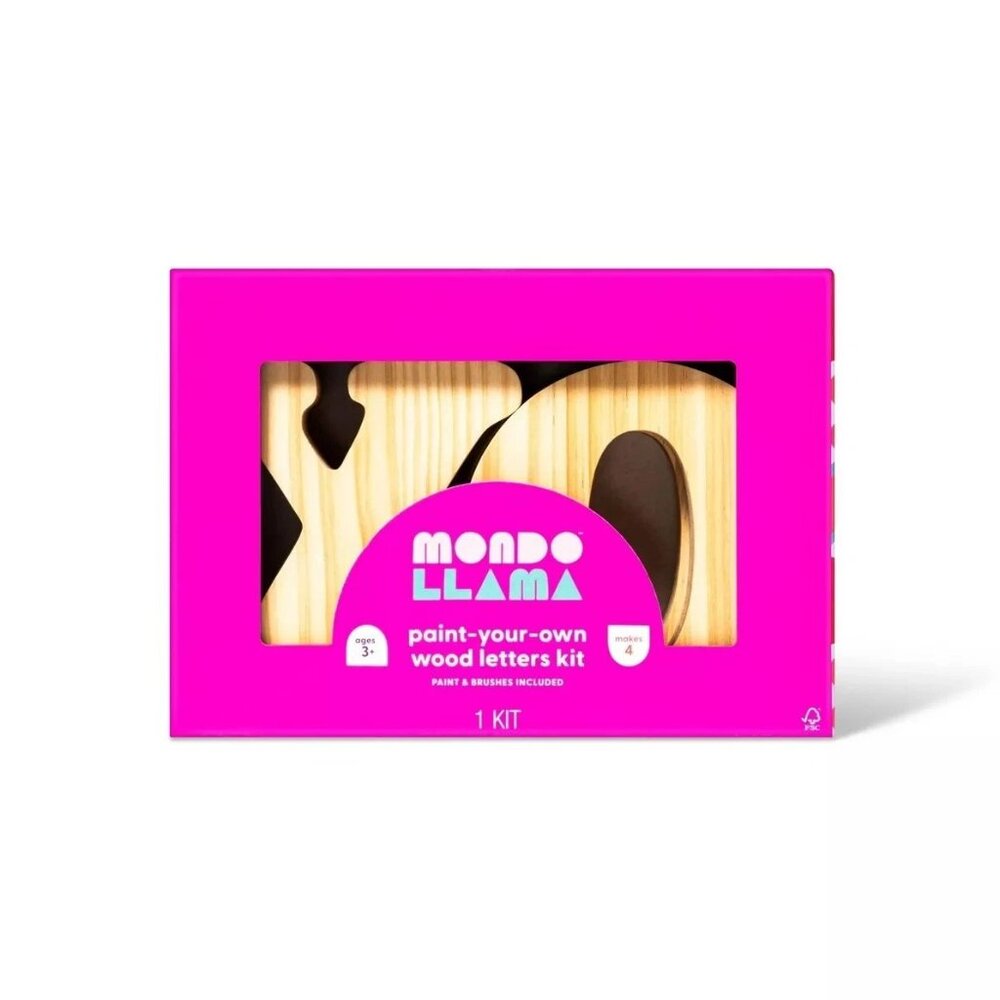 Mondo Llama 4-Pack Paint-Your-Own XOXO Wood Letters Kit